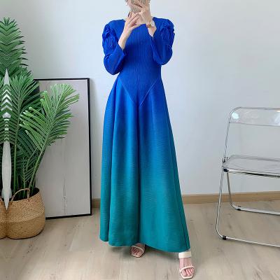 China Anti-Static Miyake Pleated Skirt 2024 Spring New Casual Pleated Gradual Lantern Skirt Loose Elegant Dress for sale