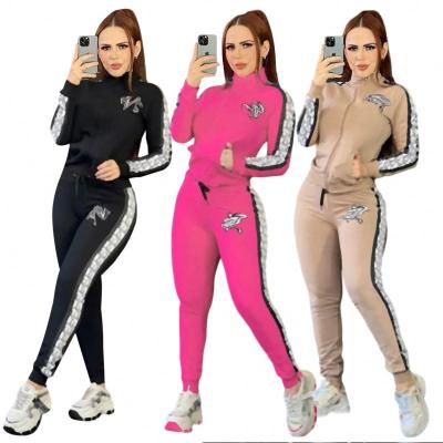 China Breathable 2024 Famous Brand Clothing Women Luxury Designer Zip Up Jacket Tracksuit 2 Piece Jogger Set With Print for sale