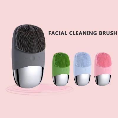 China Skin Rejuvenation 3in1 Silicone Facial Cleansing Brush Electric Face Clean Device Facial Massager Skin Cleaner Sonic Vibration Deep Pore Cleaning for sale