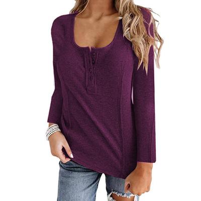 China Wholesale Fashion Autumn Winter Women's Clothing Threaded Long Sleeve T-shirt Anti-wrinkle Bottoming Tops Shirt For Lady for sale