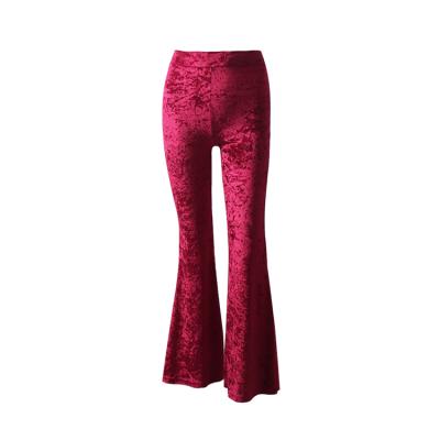 China New Design Fashion Anti-wrinkle High Waist Gold Velvet Casual Wide Leg Pants Women Velvet Pants Flared Trousers for sale