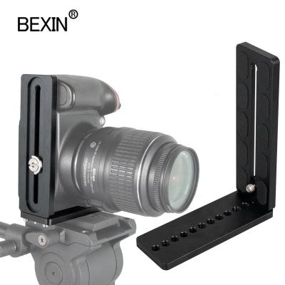 China Wholesale Universal Camera L Flat Bracket BEXIN Aluminum Alloy Tripod Quick Release Bracket for Nikon and Canon and Sony DSLR Cameras for sale