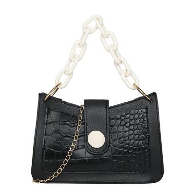 China Fashion PORTABLE Women Bag Trend Crocodile Pattern Bags Under Messenger Change Mobile Phone Plastic Chain Single Shoulder Bag for sale