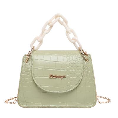 China New fashion PORTABLE women bag small square pattern crocodile pattern small square shoulder bag simple portable diagonal chain match bags for sale