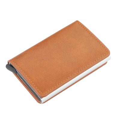 China Anti-theft Short Automatic Metal Shell Automatic Bullet Card Fashion Swipe Card Holder Pop Card Holder Passport Holder Aluminum Type for sale