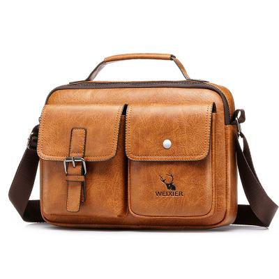 China Hot Selling PORTABLE Men Bag Retro Large Capacity Simple Portable Horizontal Leather Shoulder Bag Business Place Diagonal Match Bags for sale