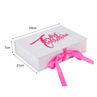 China Custom Recycled Closure Gift Materials Magnet Logo Cardboard Paper Wedding Gift Box Packaging With Ribbon for sale