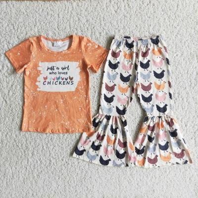 China Casual Just A Girl Who Loves Chickens Kids Clothes Wholesale Children's Clothing Girl for sale