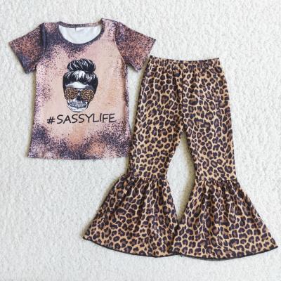 China 2021 RTS Life Print Shirt Leopard Pants Set Casual Sassy Kids Clothing Teenage Girls Clothes Online for sale