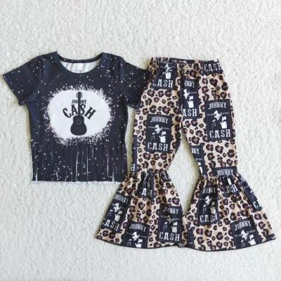 China 2021 hot sale casual kids dress girls boutique clothing sets tassels shirt match bell bottom pants set for sale