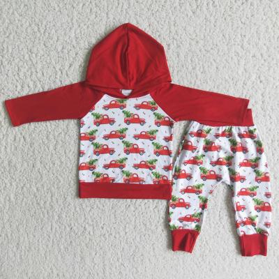 China Christmas Tree Trucks Casual RTS Long Sleeve Hoodie Set Boys Clothes Children Kids Clothing Wholesale for sale