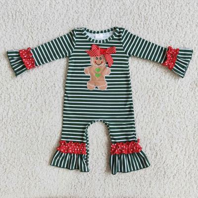 China Polyester/Cotton Embroidery Stripe Romper Christmas Clothes Kids Baby Romper Clothing for sale