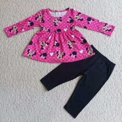 China Black Casual Long Sleeve Tunic Spats Set Toddler Girl Clothes Fall Winter Loose Wholesale Kids Clothing for sale