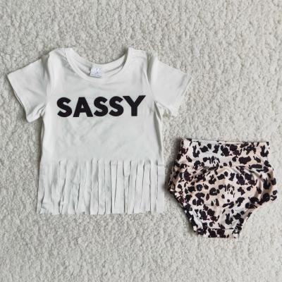 China 2021 Leopard Print Sassy Tassels Match Top Breathable Bummies Set Boutique Clothing For Kids Baby Outfits for sale