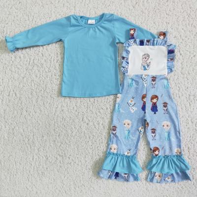 China Casual Blue Cotton Tops Jumpsuits Teenage Girls Clothes Kids Boutique Clothing for sale