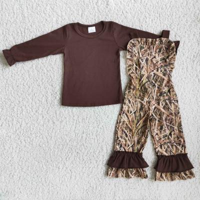 China Winter 2021 children's clothing boutique clothing Brown cotton shirt camouflage children's casual coveralls for sale