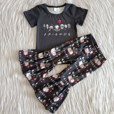 China 2021 friends shirt match casual bell bottom pants halloween baby where clothes set wholesale kids apparel for sale