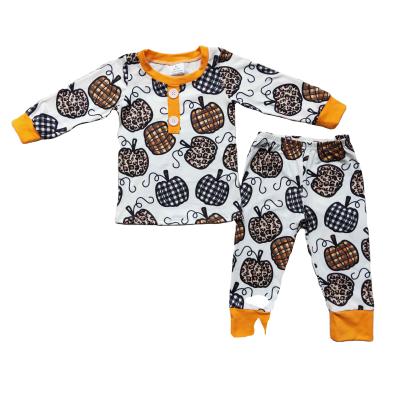 China Casual Thanksgiving Day Two Pieces Pajamas Pumpkin Pattern Print Babies Boutique Set Factory Price for sale