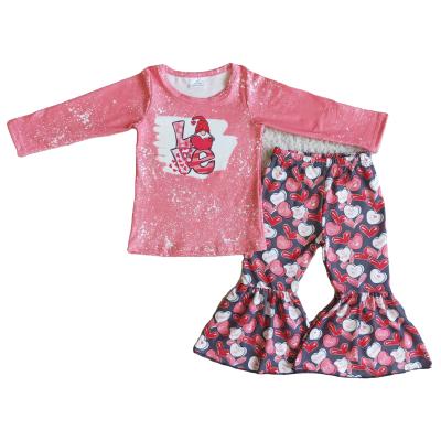 China Little Bell Long Sleeve Love Valentine's Day Baby Clothes Boutique Sweet Pink Bottoms Wholesale Outfits for sale