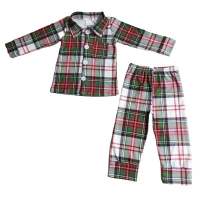 China Wholesale RTS Christmas Plaid Boy Red Green Breathable Pajamas Outfits NO MOQ Baby Style Sets Children Western Clothing for sale