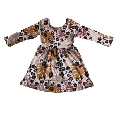 China Newest O-neck Anti-wrinkle Leopard Spring Casual Autumn Long Sleeve Dresses Children Toddler Clothes Baby Skirt Toddler Girl Dress for sale