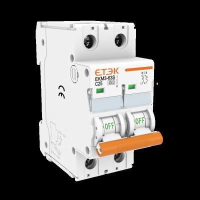 China Protection ETEK circuit breaker EKM3-63S-2P DC mini mcb 16A since C D type circuit breaker for sale