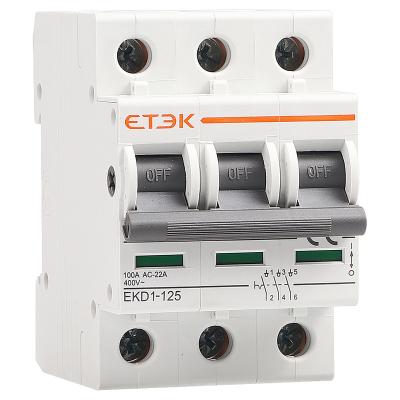 China ETEK Modular Electrical Switch EKD1-125 3P 20 Amp Isolator Switch 415V AC Type With CE Cb UKCA Certificates Switches EKD1-125 3P for sale