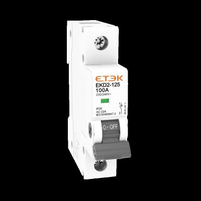 China ETEK AC isolator switch on/off switch EKD2-125 1 pole 16amp 240v mcb mounting on 35mm din rail isolation switch EKD2-125 for sale