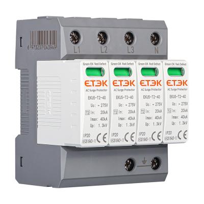 China Electronic Equipment ETEK SPD Surge Protection Device EKU5-T2-40-4P275 Type T2 DC 40kA SPD Surge Protection Device Max Discharge Current for sale