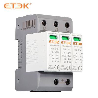 China UL94 V-0 ETEK AC SPD Housed Class T2 3P 40kA 275V Surge Protection Shutdown Device for sale