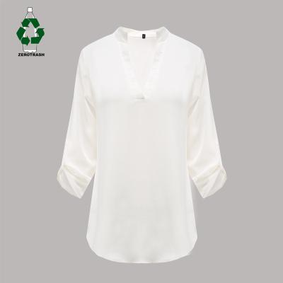 China Rpet V-Neck Tulle Anti-Shrink Blouse Can Be Reused Loose And Comfortable Blouse For Ladies Reuse T-shirt Woman for sale