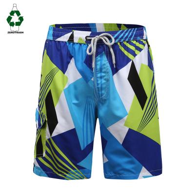 China Sustainable Recycled Polyester Micro Fiber Swim Shorts Sustainable Rpet Beach Shorts All Over Printed Elastic Waist Swim Trunks for sale