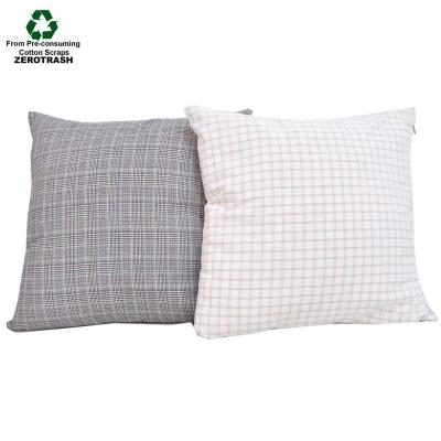 China Sustainable Recycled Yarn Dye Cotton Cushion Case Zipper Opened Eco-Friendly Square Cushion Cover From Pre-Consuming Cotton Scraps for sale