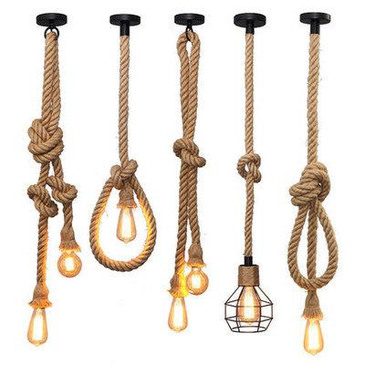 China Hemp Rope Pendant Lamp Vintage Edison Industrial Bar Restaurant Creative Retro Hanging Light for sale