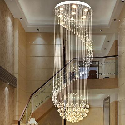 China Flush Mount Crystal Staircase Modern Indoor Living Room Villa Luxury Hotel Decoration Chandeliers for sale