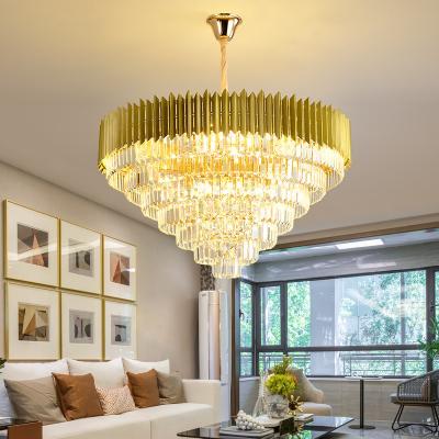 China Luxury Round Shining Vintage Crystal Gold Chandelier Pendant Light Contemporary Hotel High Quality Wedding for sale