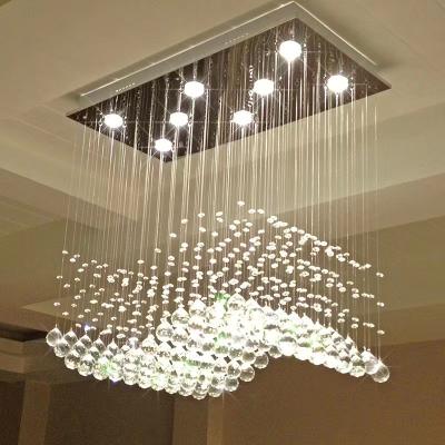 China Luxury Dining Room K9 Crystal Balls Raindrop Modern Hot Selling LED Glass Ceiling Lamp Chandelier for sale