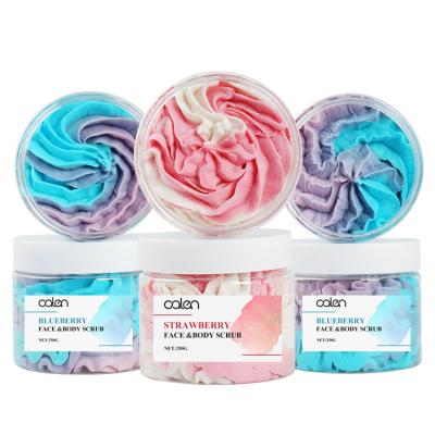 China Exfoliator OEM ODM Exfoliating Cleansing 100g Coconut Sniff Sugar Whipped Body Scrub Rainbow Body Butters for sale