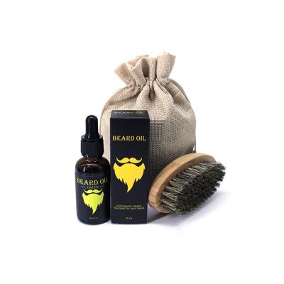 China 2018 Organic Hot Sale Private Label Brush and Beard Care Oil Wood Grooming Set for sale