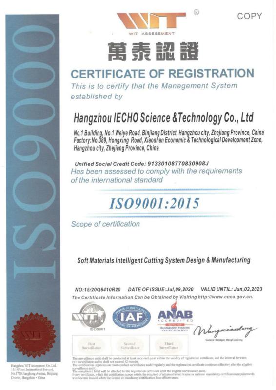 ISO9001 - Hangzhou Iecho Science & Technology Co., Ltd.