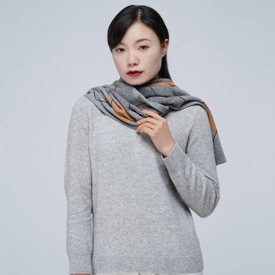 China Diamond-shape intarsia 100% cashmere scarf knitted by cashmere factory custom luxury pure cashmere scarf for sale