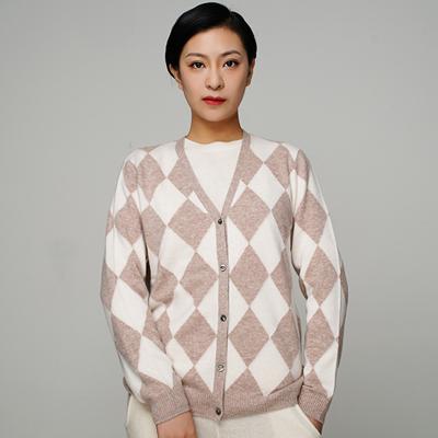 China Sheer Open Front Sock Blouse Ladies Friend 100% Casual Cardigan With Anti-Wrinkle Custom Cashmere Argyle for sale