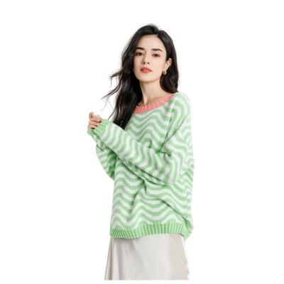 China European American Style Anti-wrinkle Summer Sweater Women's Green Thin Loose Soft Long Sleeve Top for sale