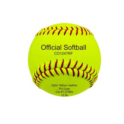 China PK leather core fastpitch softball ball with red dots 12 inch for match for sale