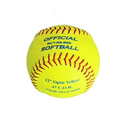 China High Quality Optical Yellow Leather Core 12inch PU Leather Core Fastpitch ASA Approved Game Baseball Balls for sale