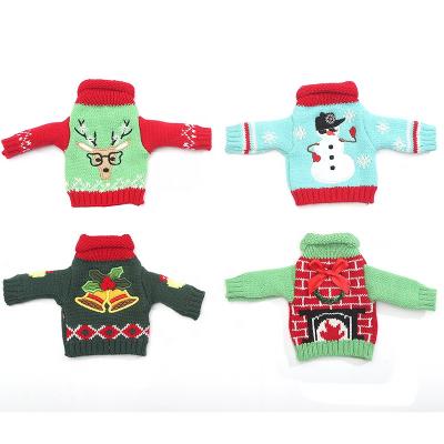 China Cloth Christmas Bottle Cover Bag Bell Snowman Wine Bottle Decoration Bag Dinner Table Decor Christmas Gift Package for sale