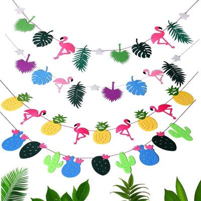 China Nonwoven Fabric Hawaii Flamingo Party Banner Decoration For Summer Beach Luau Party Banner for sale