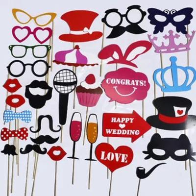 China Hot Sale Christmas Wedding Party Photo Booth Paper Props With Colorful Sticks Photo Studio Props for sale