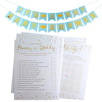 China Paper Customize Baby Shower Games Cards Kit It's a Boy Baby Shower Banner Set Party Decoration for sale