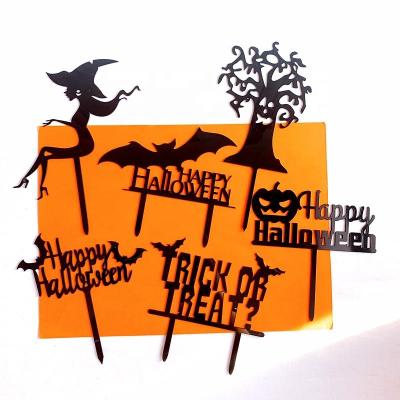 China Halloween Spider Cake Topper Witch Pumpkin Acrylic Cake Flags for Kids Halloween Party Dessert Decorating Cakes Gift for sale